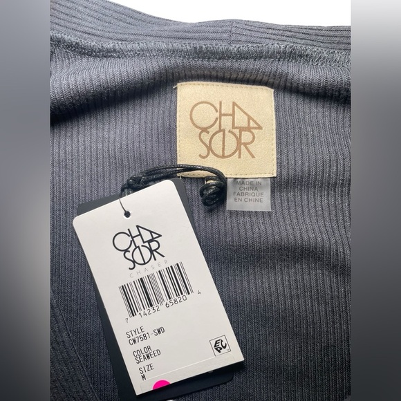 Chaser New Slate Blue Ribbed Cardigan Size Medium - Picture 5 of 5